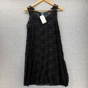 NoBlu Large Tank Dress Black Sheer Long Lace Layer‎ Witchy Whimsigoth Artsy NWT